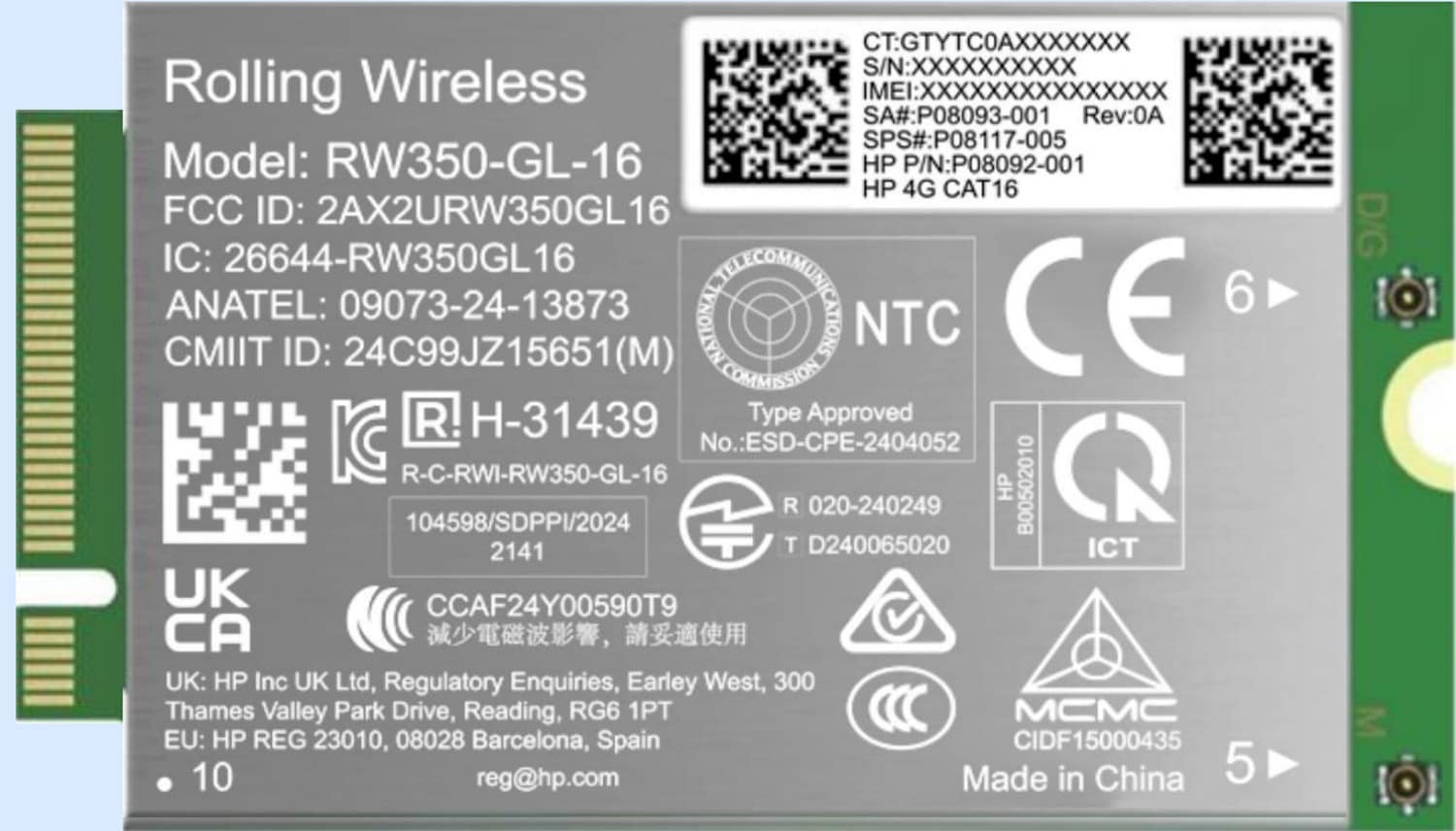 HP - MODEM CELLULAIRE SANS FIL - 4G LTE ADVANCED PRO - M.2 CARD