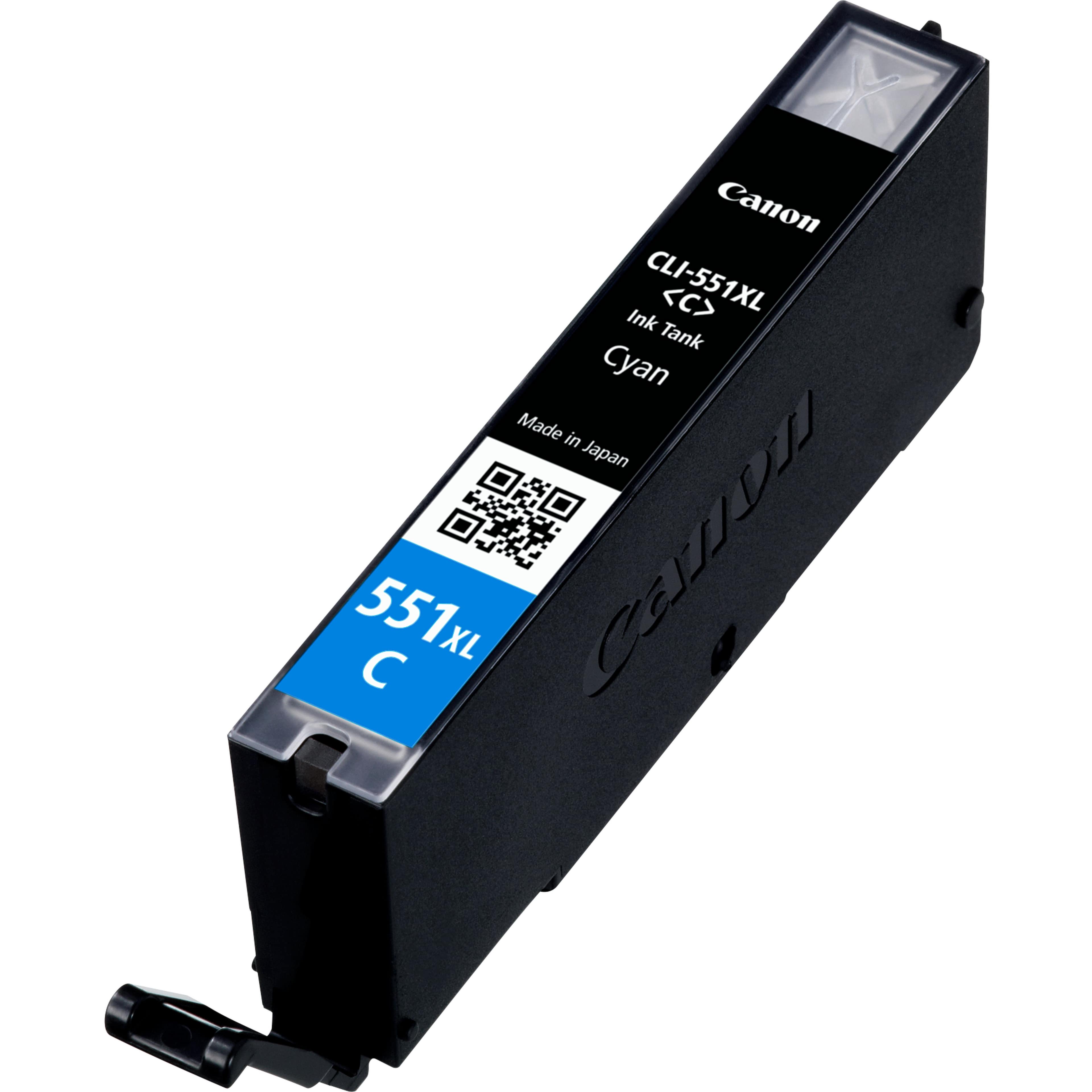 CANON CLI-551C XL - 11 ML - À RENDEMENT ÉLEVÉ - CYAN - ORIGINAL - RÉSERVOIR D'ENCRE - POUR PIXMA IP8750, IX6850, MG5550, MG5650, MG5655, MG6450, MG6650, MG7150, MG7550, MX725, MX925